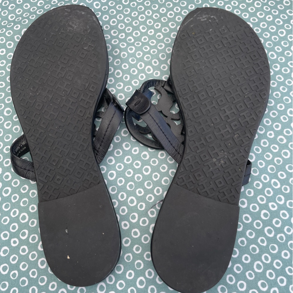 Tory Burch Black Sandals with Embellished Medallion - Picture 6 of 10